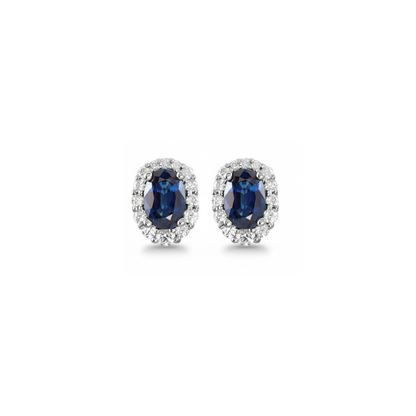 Natural Blue Sapphire & Natural Diamond Earrings
