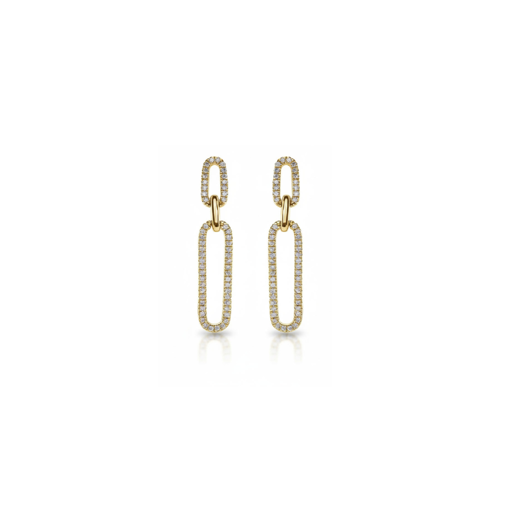 Natural Diamond Link Earrings in 14K Yellow Gold