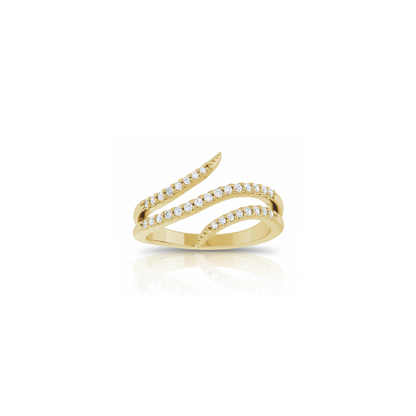 Natural Diamond Bypass Ring in 14K Gold