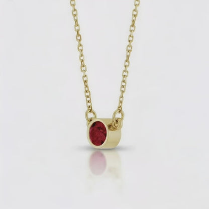 Round Lab-Grown Ruby Solitaire Necklace