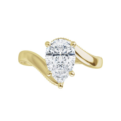 Pear Cut Diamond Solitaire Engagement Ring