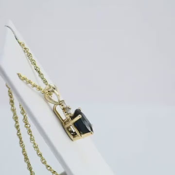 Natural Blue Sapphire & Natural Diamond 18" Necklace