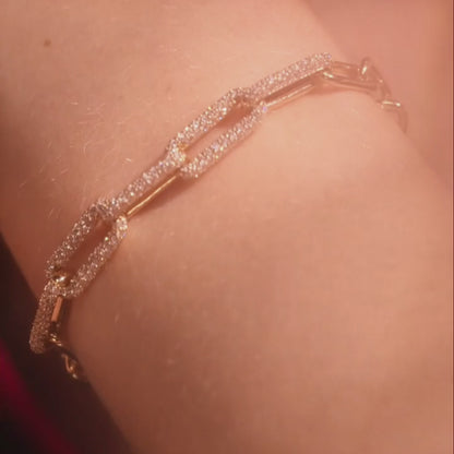 14K Solid Gold 1.5 CTW Lab-Grown Diamond Paperclip-Style 7" Bracelet