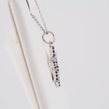 14K Gold Natural Blue Sapphire Star of David 16" Necklace