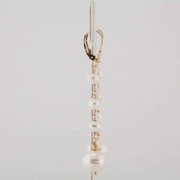 14K Yellow Gold Cultured White Freshwater Pearl Earrings