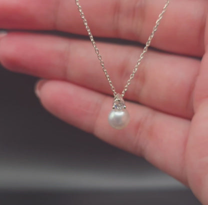 Freshwater Pearl &  Lab-Grown Diamond 16-18" Necklace