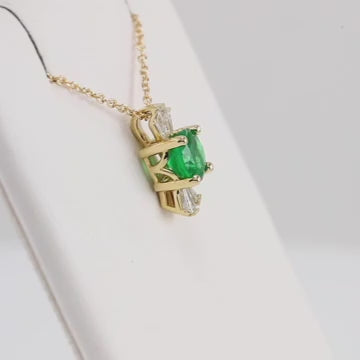 14K Gold Lab-Grown Emerald & 0.16 CTW Natural Diamond Necklace
