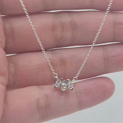 Lab-Grown Diamond Three-Stone Necklace (0.20 CTW), 18"
