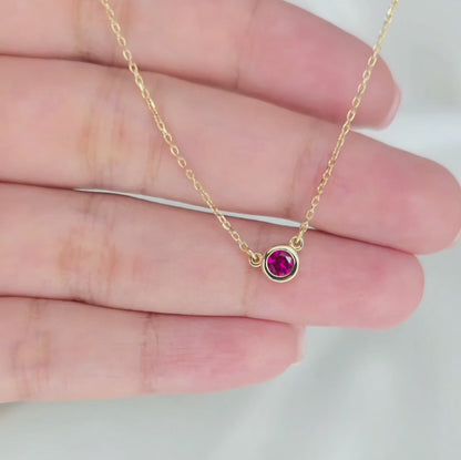 Round Lab-Grown Ruby Solitaire Necklace