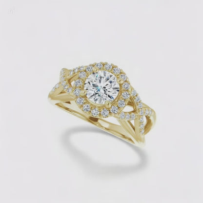 Round Halo Engagement Ring with Lab-Grown Diamond
