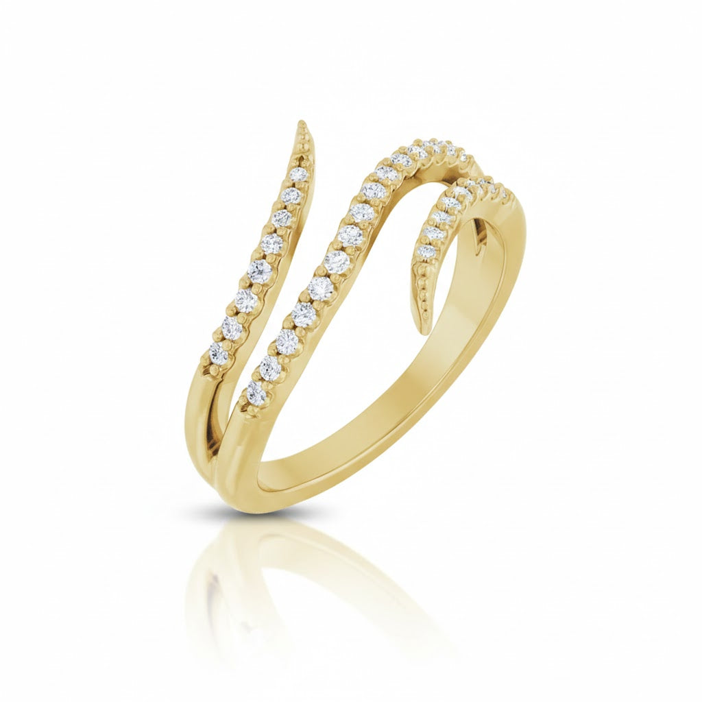 Natural Diamond Bypass Ring in 14K Gold